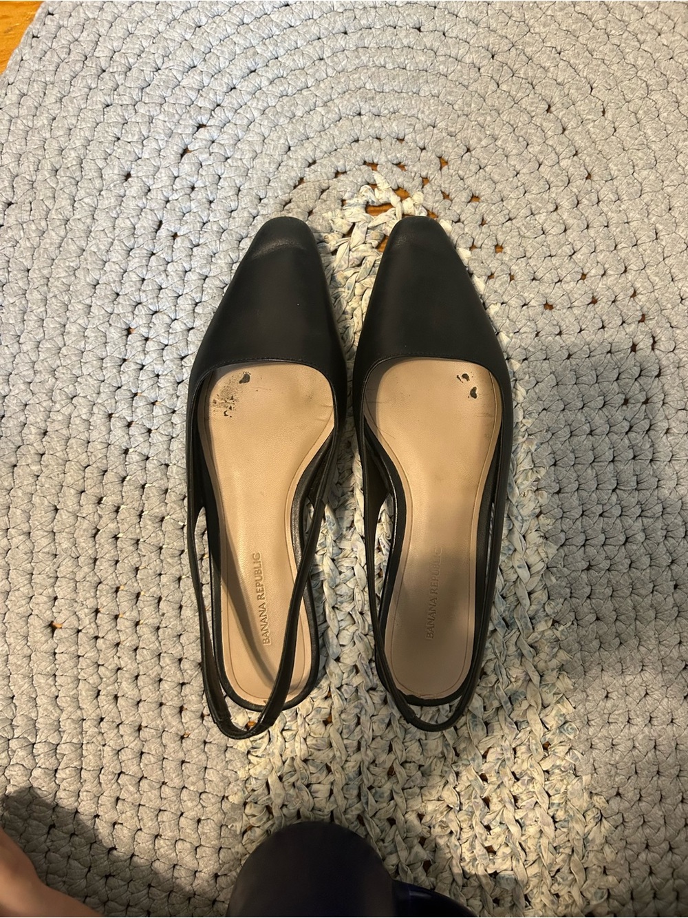 Banana Republic Black Leather Slingback Flats